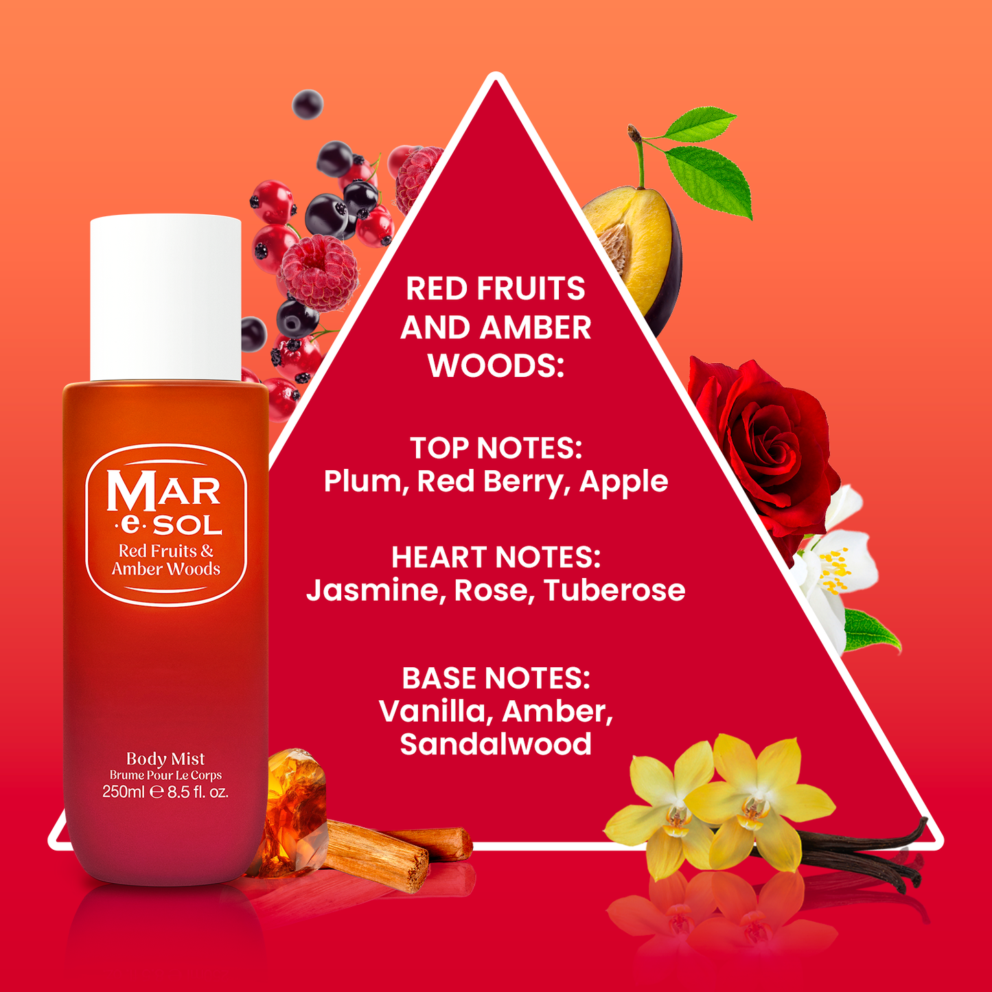Mar e Sol Red fruits & Amber woods 250ml