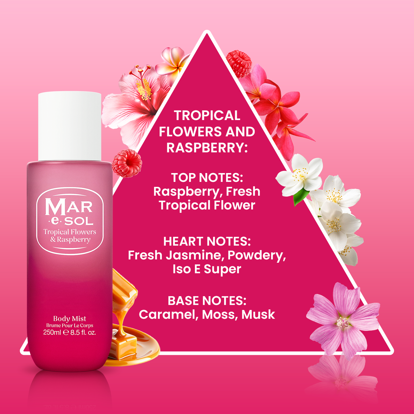 Mar e Sol Tropical flowers & Rasperry 250ml